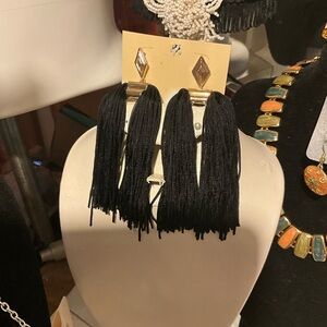 Elegant Black Tassel Earrings NEW BY BEAU DEFI